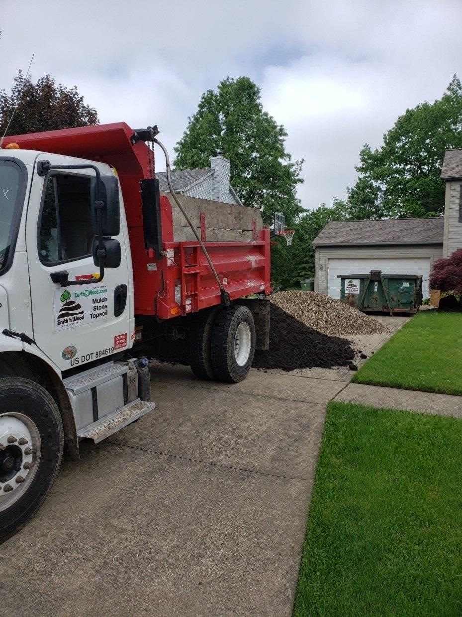 Garden Soil Delivery & Cleveland Mulch Delivery Near Me Truck Dumping Soil at House